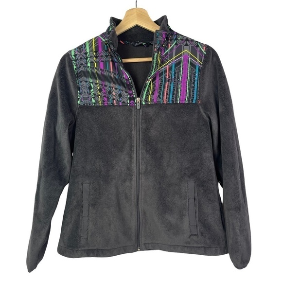 Fila Gray Colorful Stripe Fleece Full Zip Athletic Jacket XS - Picture 1 of 3